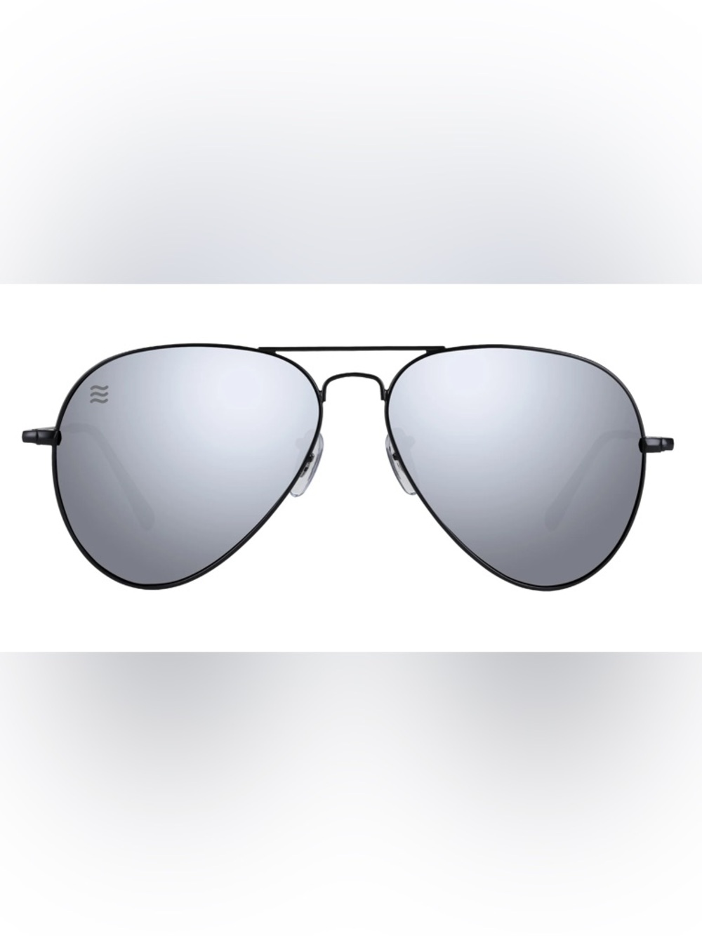 Neven Aviator Sunglasses - Black Frame with Silver Mirrored Lenses - Picture 8 of 9